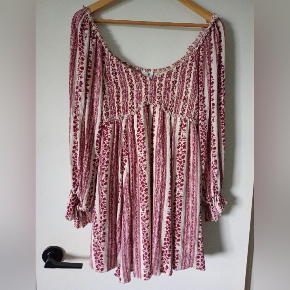 Boho Style Long Sleeve Mini Dress Size Medium